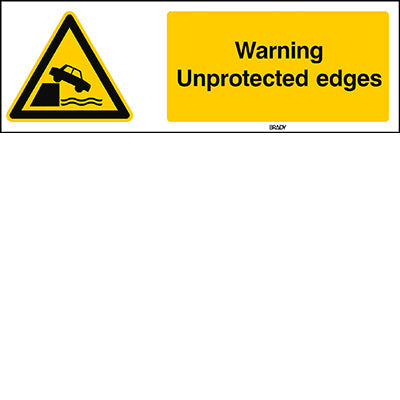 Brady W/W051/En494/Pp-297X105-1 ISO Safety Sign - Warning Unprotected edges 301132