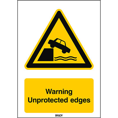 Brady W/W051/En494/Pe-148X210-1 ISO Safety Sign - Warning Unprotected edges 301128