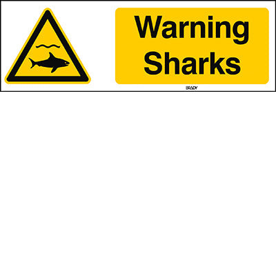 Brady W/W054/En497/Pp-150X50-1 ISO Safety Sign - Warning Sharks 301402