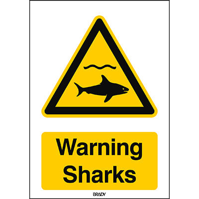 Brady W/W054/En497/Pp-210X297-1 ISO Safety Sign - Warning Sharks 301407