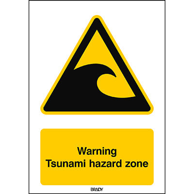 Brady W/W056/En499/Pp-297X420-1 ISO Safety Sign - Warning Tsunami hazard zone 301592