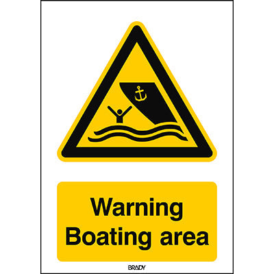 Brady W/W058/En501/Pe-297X420-1 ISO Safety Sign - Warning Boating area 301769