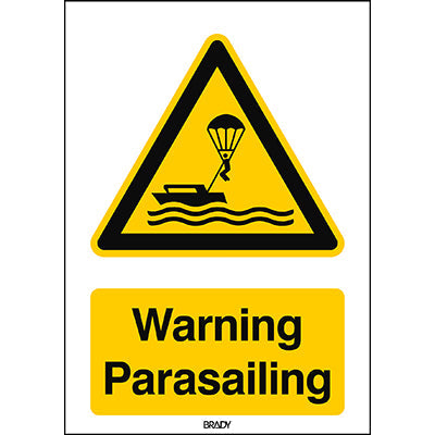 Brady W/W063/En506/Pe-148X210-1 ISO Safety Sign - Warning Parasailing 302222