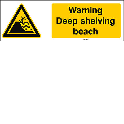 Brady W/W066/En509/Alu-450X150-1 ISO Safety Sign - Warning Deep shelving beach 302510