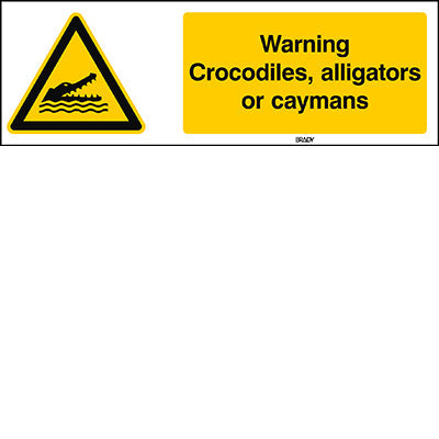 Brady W/W067/En510/Pp-450X150-1 ISO Safety Sign - Warning Crocodiles, alligators or caymans 302595