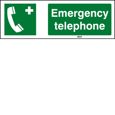 E004 Sign Brady Sten E004-150X50-Pe-Crd/1 ISO Safety Sign - Emergency telephone