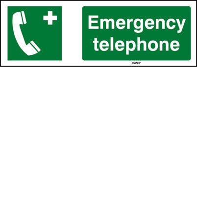 Brady Sten E004-297X74-Pe-Crd/1 ISO Safety Sign - Emergency telephone 814827