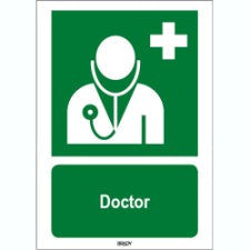 Brady Sten E009-297X420-Pe-Crd/1 ISO 7010 Sign - Doctor 815302