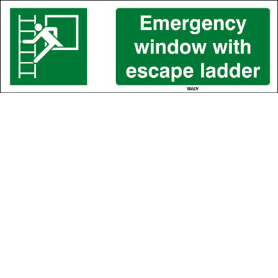Brady Sten E016-600X200-Pp-Crd/1 ISO Safety Sign - Emergency window with escape ladder 816110