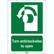 Brady Sten E018-297X420-Pe-Crd/1 ISO 7010 Sign - Turn anticlockwise to open 816415