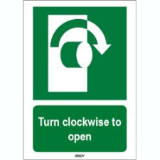 Brady Sten E019-148X210-Pe-Crd/1 ISO 7010 Sign - Turn clockwise to open 816572