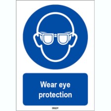 Brady Sten M004-210X297-Pe-Crd/1 ISO 7010 Sign - Wear eye protection 818476
