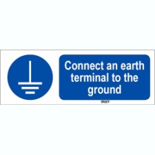 Brady Sten M005-150X50-Al-Crd/1 ISO 7010 Sign - Connect an earth terminal to the ground 818643