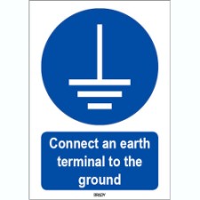 Brady Sten M005-210X297-Al-Crd/1 ISO 7010 Sign - Connect an earth terminal to the ground 818641