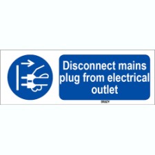 Brady Sten M006-297X105-Pp-Crd/1 ISO 7010 Sign - Disconnect mains plug from electrical outlet 818786