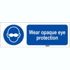 Brady Sten M007-600X200-Pe-Crd/1 ISO Safety Sign - Opaque eye protection must be worn 818929