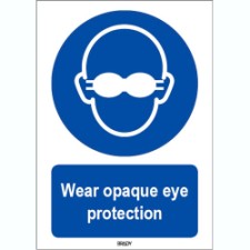 Brady Sten M007-210X297-Pe-Crd/1 ISO Safety Sign - Opaque eye protection must be worn 818923