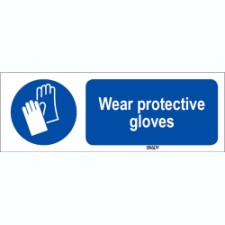 Brady Sten M009-297X105-Al-Crd/1 ISO 7010 Sign - Wear protective gloves 819240