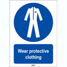 Brady Sten M010-148X210-Al-Crd/1 ISO 7010 Sign - Wear protective clothing 819385