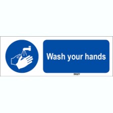 Brady Sten M011-600X200-Pp-Crd/1 ISO 7010 Sign - Wash your hands 819533
