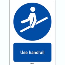 Brady Sten M012-210X297-Pe-Crd/1 ISO 7010 Sign - Use handrail 819668