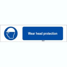 Brady Sten M014-297X74-Pe-Crd/1 ISO 7010 Sign - Wear head protection 819969