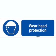 Brady Sten M014-297X105-Pp-Crd/1 ISO 7010 Sign - Wear head protection 819978