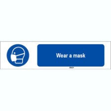 Brady Sten M016-450X150-Al-Crd/1 ISO 7010 Sign - Wear a mask 820284