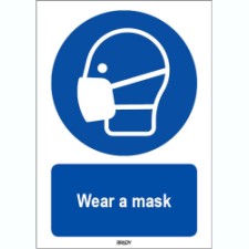 Brady Sten M016-297X420-Pe-Crd/1 ISO 7010 Sign - Wear a mask 820265
