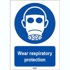 Brady Sten M017-148X210-Pe-Crd/1 ISO 7010 Sign - Wear respiratory protection 820412