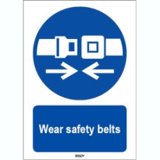 Brady Sten M020-210X297-Al-Crd/1 ISO 7010 Sign - Wear safety belts 820876
