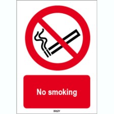 Brady Sten P002-148X210-Pe-Crd/1 ISO 7010 Sign - No smoking 822051