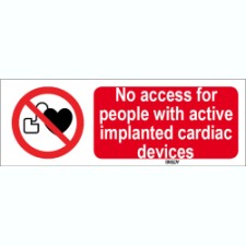 Brady Sten P007-297X105-Al-Crd/1 ISO 7010 Sign - No access for people with active implanted cardiac devices 822816