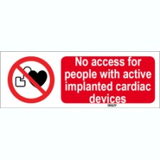 Brady Sten P007-600X200-Pp-Crd/1 ISO 7010 Sign - No access for people with active implanted cardiac devices 822811