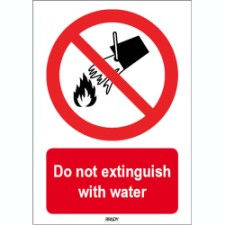 Brady Sten P011-210X297-Pe-Crd/1 ISO 7010 Sign - Do not extinguish with water 823244