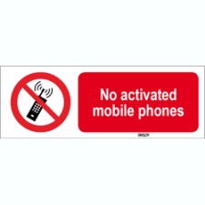 Brady Sten P013-297X105-Al-Crd/1 ISO 7010 Sign - No activated mobile phones 823561