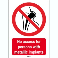 Brady Sten P014-148X210-Pe-Crd/1 ISO 7010 Sign - No access for persons with metallic implants 823690
