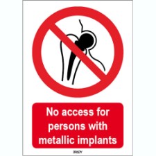 Brady Sten P014-297X420-Al-Crd/1 ISO 7010 Sign - No access for persons with metallic implants 823708