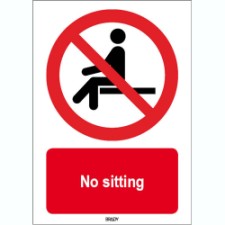 Brady Sten P018-210X297-Pe-Crd/1 ISO 7010 Sign - No sitting 824138