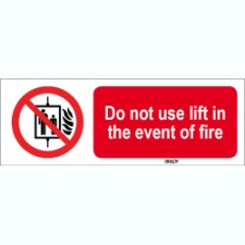 Brady Sten P020-150X50-Pp-Crd/1 ISO 7010 Sign - Do not use lift in the event of fire 824446