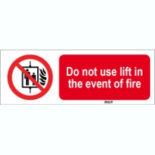 Brady Sten P020-150X50-Pe-Crd/1 ISO 7010 Sign - Do not use lift in the event of fire 824438