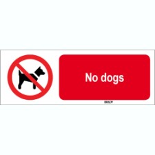 Brady Sten P021-297X105-Pe-Crd/1 ISO 7010 Sign - No dogs 824589