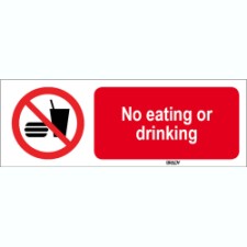 Brady Sten P022-297X105-Pe-Crd/1 ISO 7010 Sign - No eating or drinking 824738