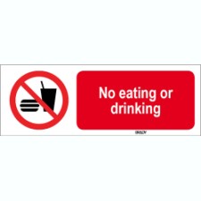 Brady Sten P022-600X200-Pe-Crd/1 ISO 7010 Sign - No eating or drinking 824740