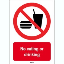 Brady Sten P022-210X297-Pe-Crd/1 ISO 7010 Sign - No eating or drinking 824734
