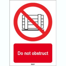 Brady Sten P023-148X210-Pe-Crd/1 ISO 7010 Sign - Do not obstruct 824882