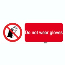 Brady Sten P028-297X105-Pe-Crd/1 ISO 7010 Sign - Do not wear gloves 825632