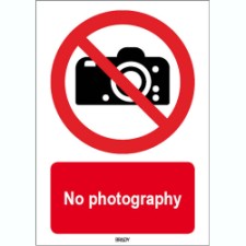 Brady Sten P029-148X210-Pp-Crd/1 ISO 7010 Sign - No photography 825784
