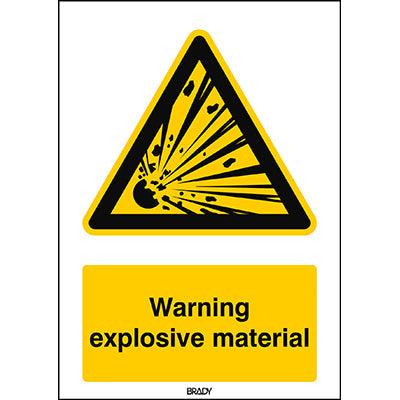 Brady Sten W002-297X420-Pe-Crd/1 ISO 7010 Sign - Warning; explosive material 816722