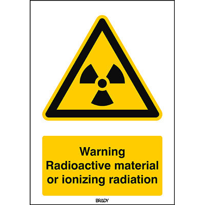 Brady Sten W003-148X210-Pe-Crd/1 ISO 7010 Sign - Warning; Radioactive material or ionizing radiation 826817
